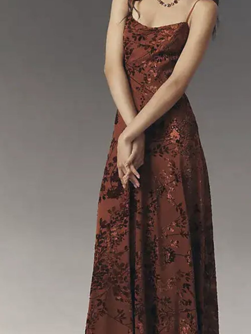 NWT Mare Mare Emmy Burnout Velvet Maxi Dress Burgundy Size M Anthropologie